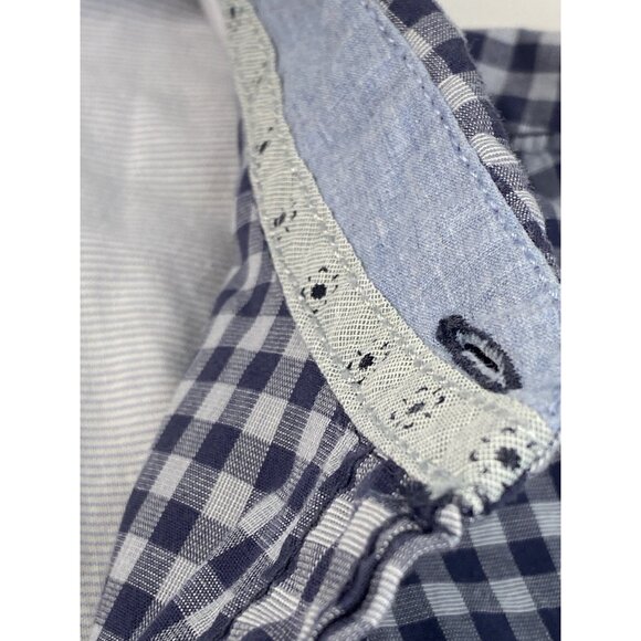 Fat Face Navy Blue Check Shirt Men’s Large Long Sleeve Button Up Slim Stretch - Picture 11 of 16